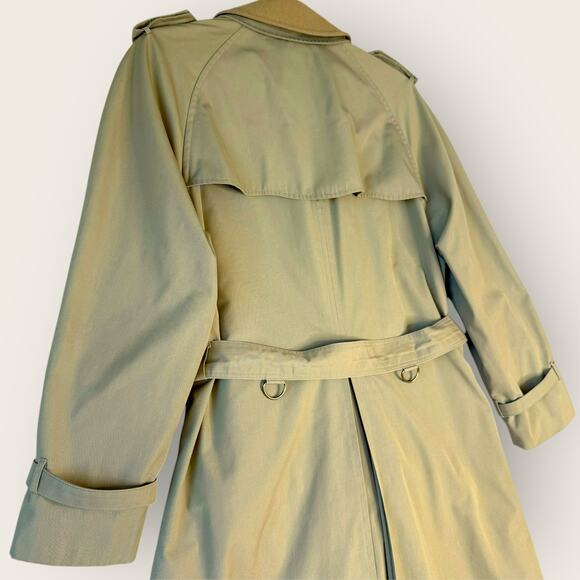 Gleneagles Vintage Long Trench Overcoat Double Breasted Lined Men Size 44L Khaki - Picture 10 of 16